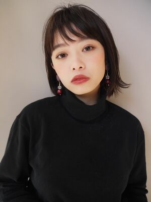 ミディアムボブ 前髪あり 黒髪の髪型 ヘアスタイル ヘアカタログ 人気順 Yahoo Beauty ヤフービューティー