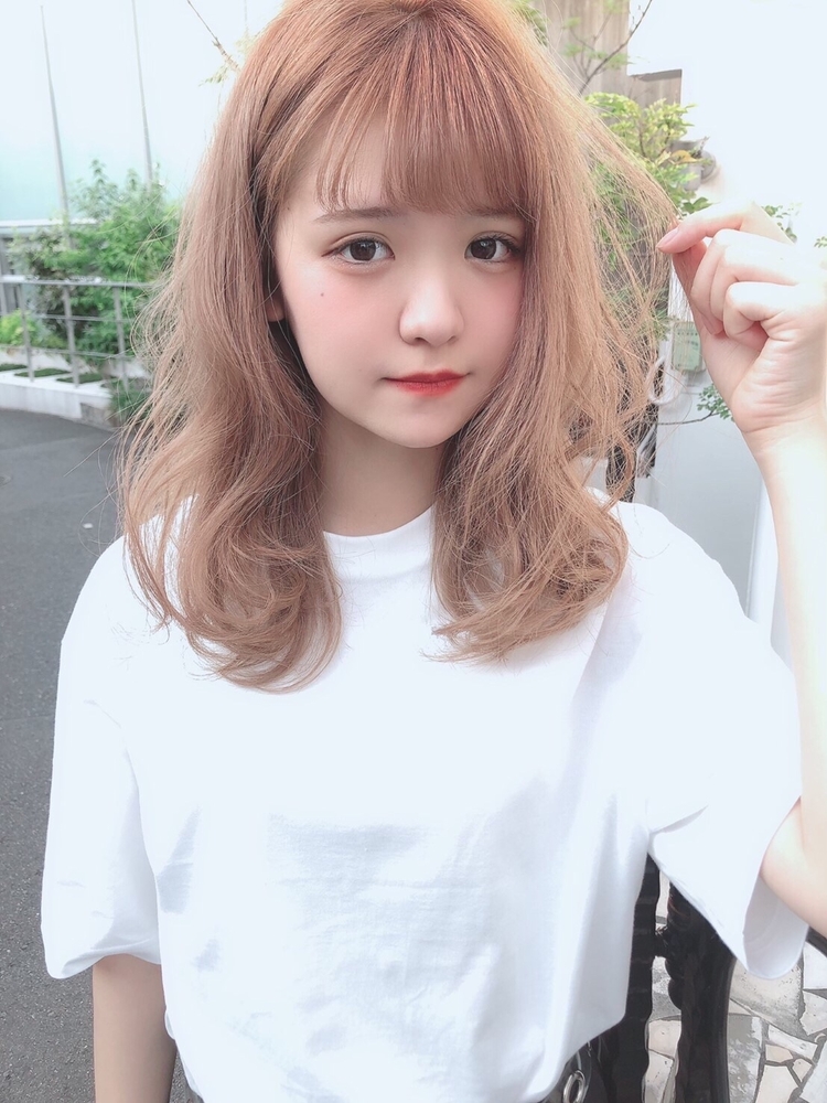 平巻き 内巻き 大人可愛い フェミニン 前髪有り ピンク ピンクベージュ Iki イキ しまだけーすけのヘアスタイル情報 Yahoo Beauty