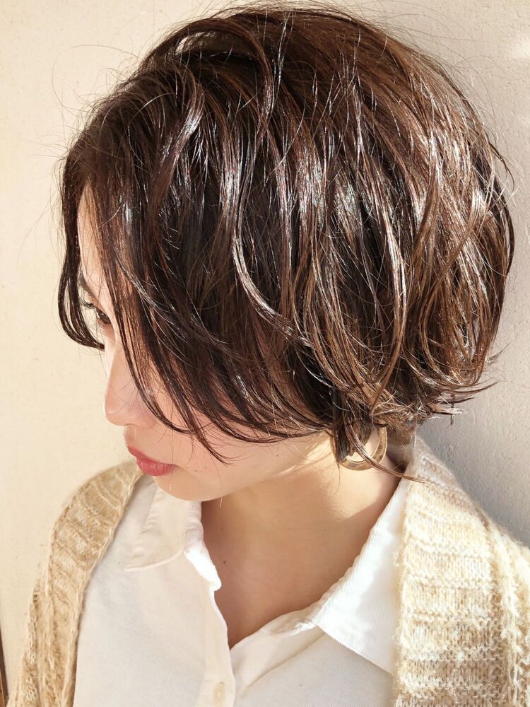 長めショート×ニュアンスパーマ｜vain 渋谷（ヴェイン シブヤ）vain渋谷/仲村龍太のヘアスタイル情報｜Yahoo! BEAUTY