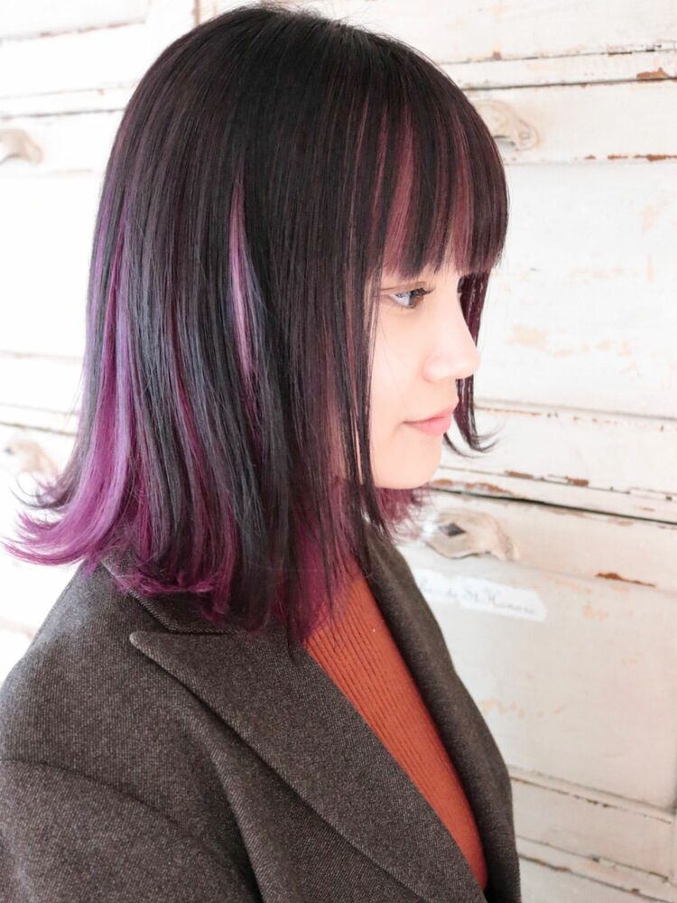 外ハネボブ インナーカラー ピンクパープル Rorrim 武南栄二のヘアスタイル情報 Yahoo Beauty