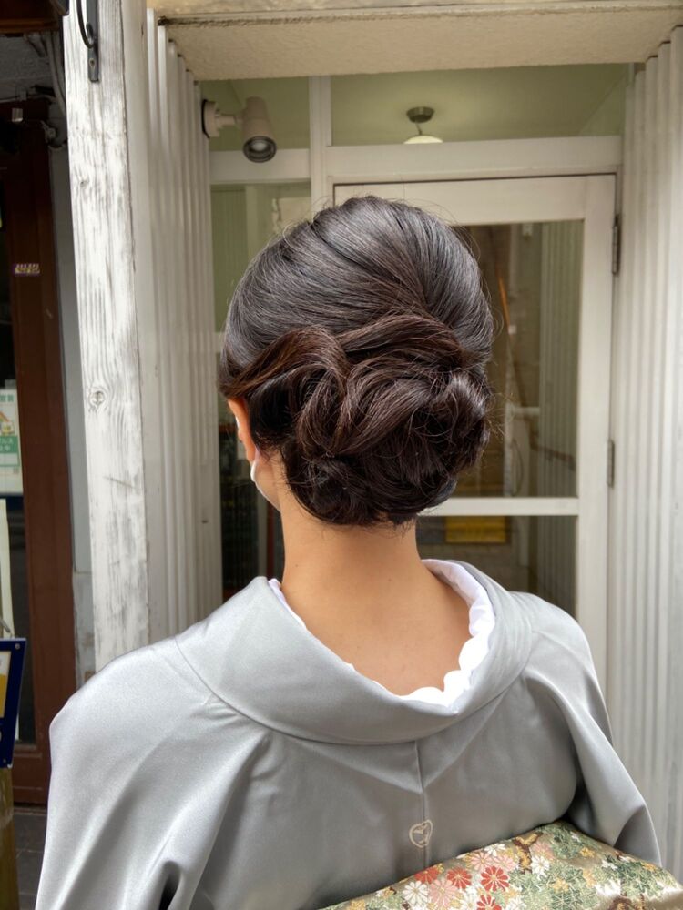 入学式ママの和装アップアレンジ 肩につくかつかないか位のボブヘアのアップスタイル 矢島美容室 ヤジマビヨウシツ 島田 千鶴の髪型 ヘアスタイル ヘアカタログ情報 Yahoo Beauty ヤフービューティー
