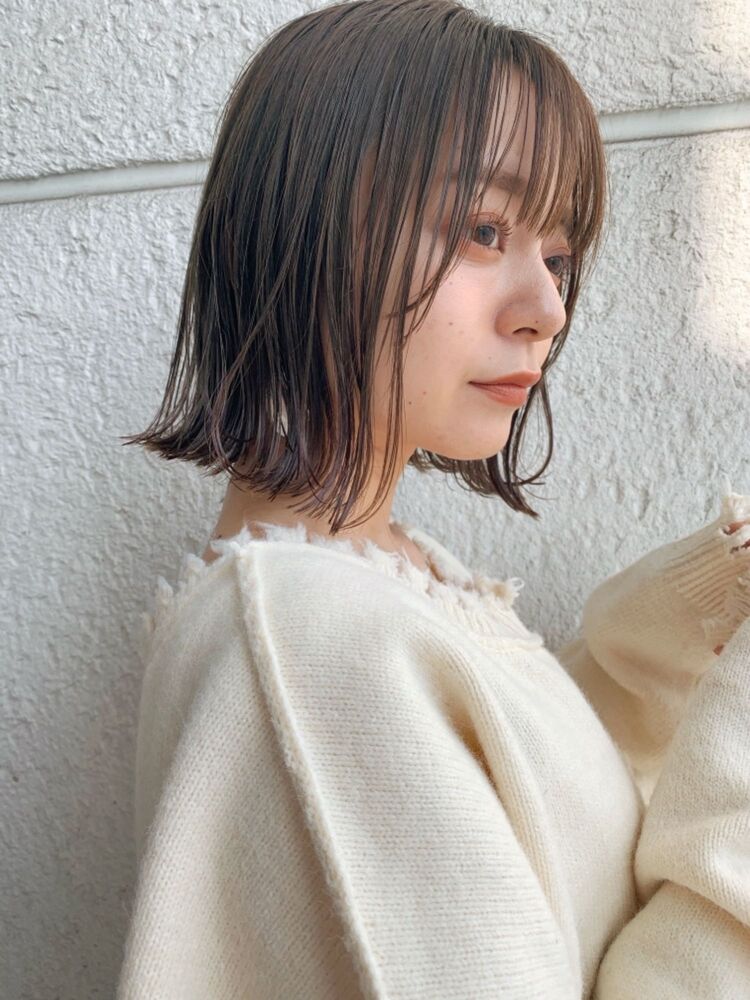切りっぱなしボブ サイドバング ブリーチなし オリーブベージュ Make S Omotesando メイクス オモテサンドウ Make S 松尾佳樹のヘアスタイル情報 Yahoo Beauty