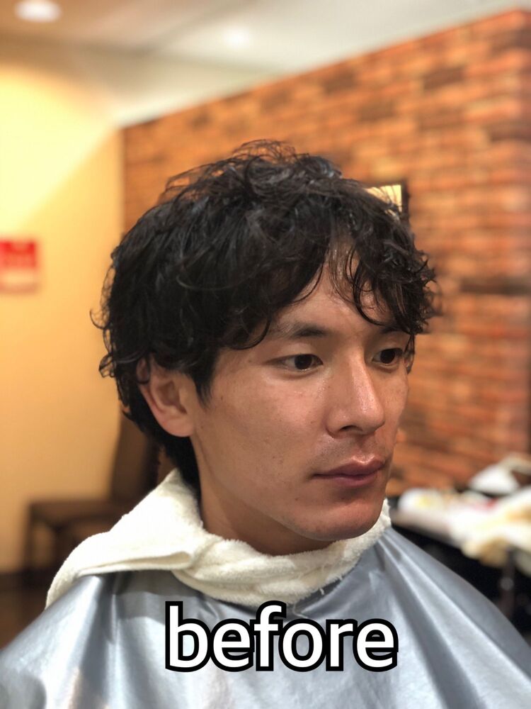 スパイラルパーマ 2ブロック 刈り上げ ムロツヨシ風｜ヘアーサロン銀座マツナガ 新宿野村ビル店（ヘアーサロンギンザマツナガ シンジ