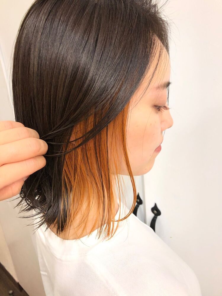 ボブ オレンジインナーカラー Oro オロ 浅見莉沙のヘアスタイル情報 Yahoo Beauty