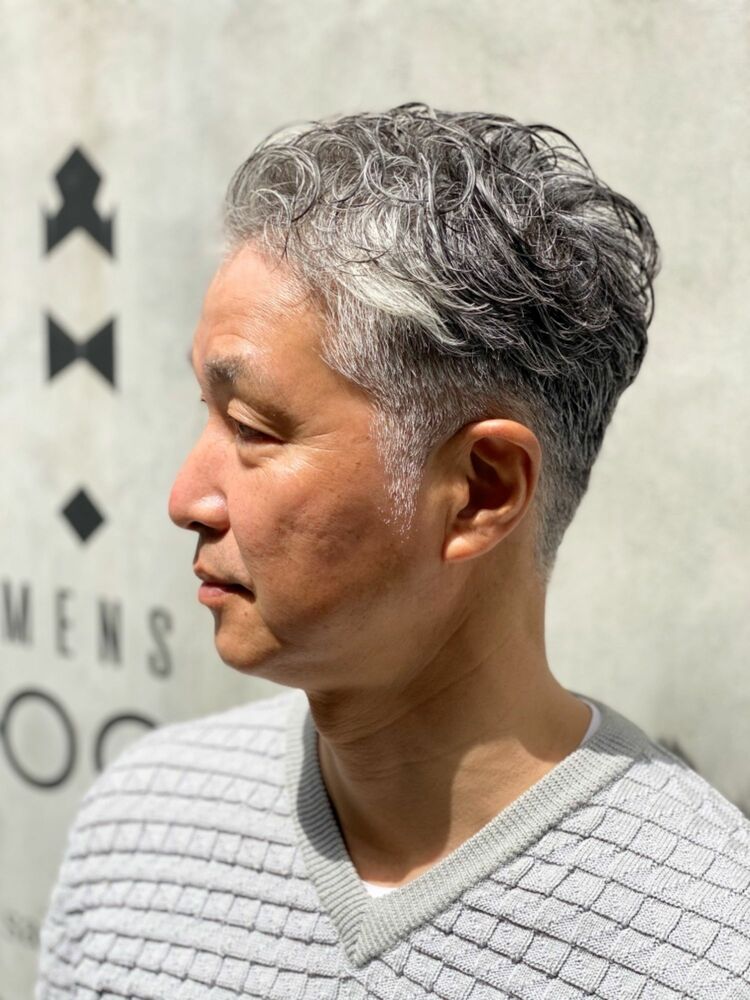 ︎白髪を活かす七三ツーブロックパーマ ︎ 誰でも簡単10秒セット｜MENS COCO日本橋店（メンズココ ニホンバシ