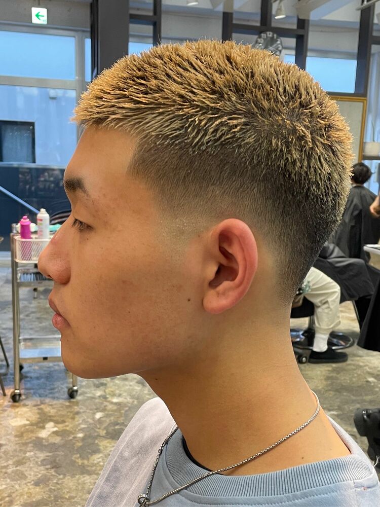 low fade bleach buzz  style