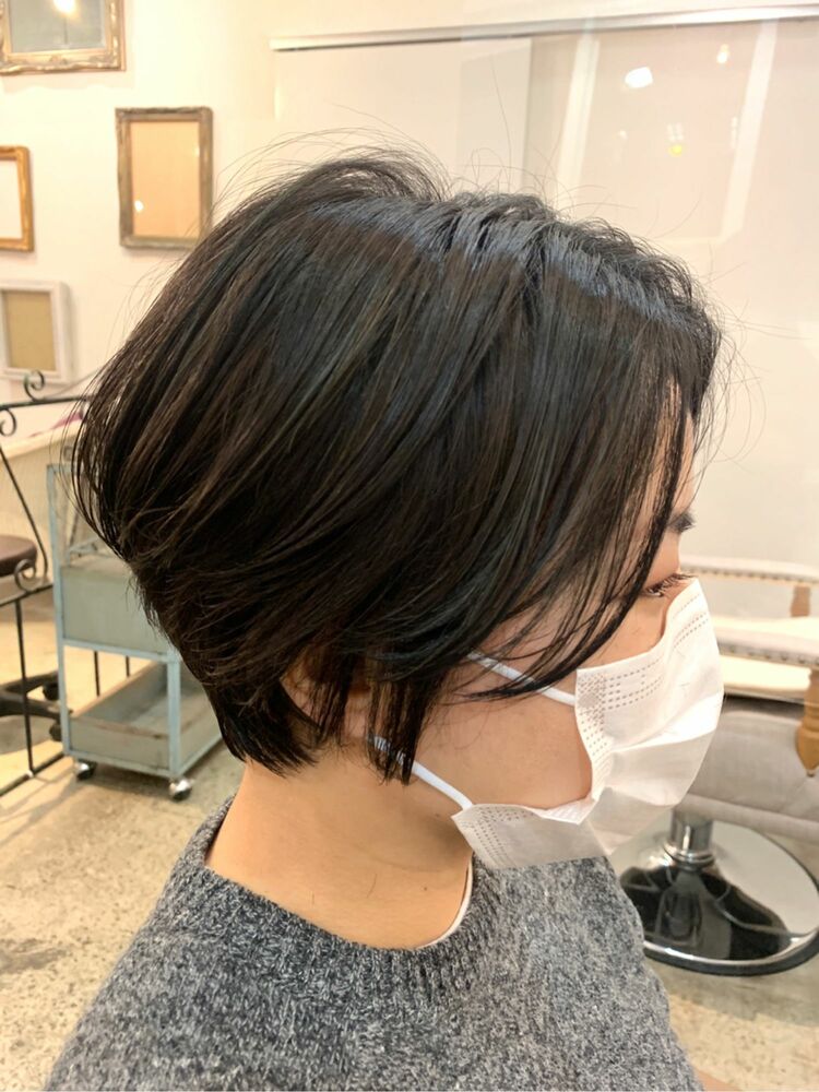 大阪 肥後橋eclat 大人の細めハイライト黒髪センターパートハンサムショート 30代 40代 Eclat Hair Beauty エクラ ヘアアンドビューティー 奥田 このみのヘアスタイル情報 Yahoo Beauty