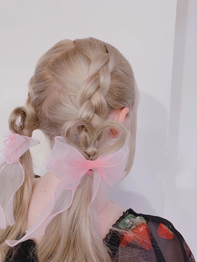 編み込みアレンジ ヘアセット ハートアレンジ 結婚式アレンジ Nalu 砂田 恵理子のヘアスタイル情報 Yahoo Beauty