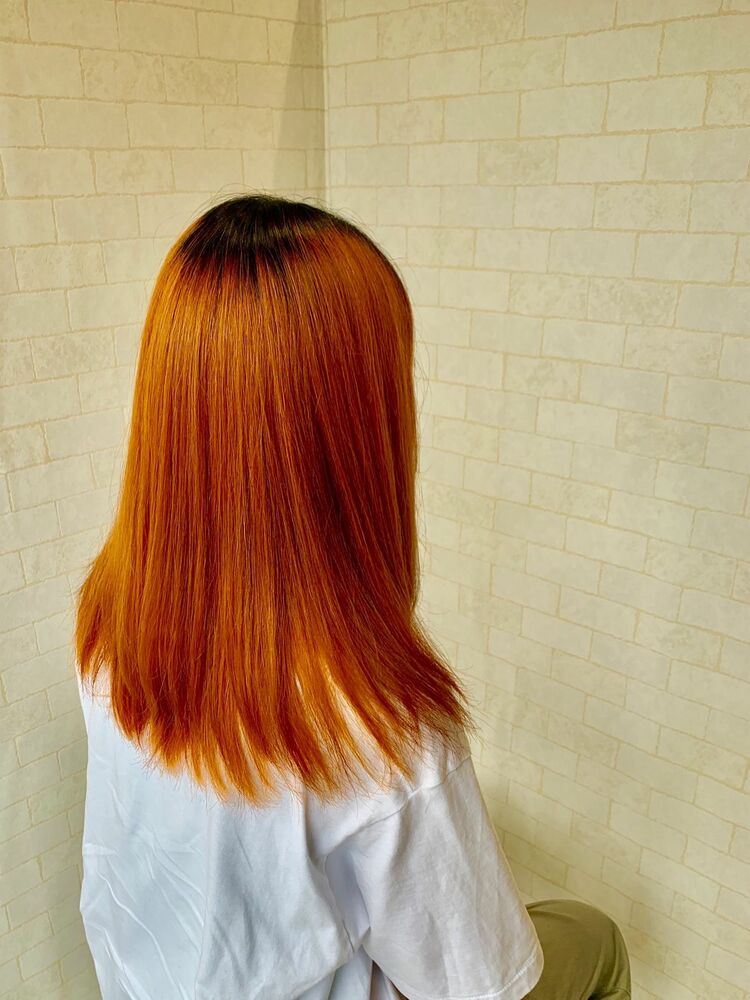韓国風オレンジヘア