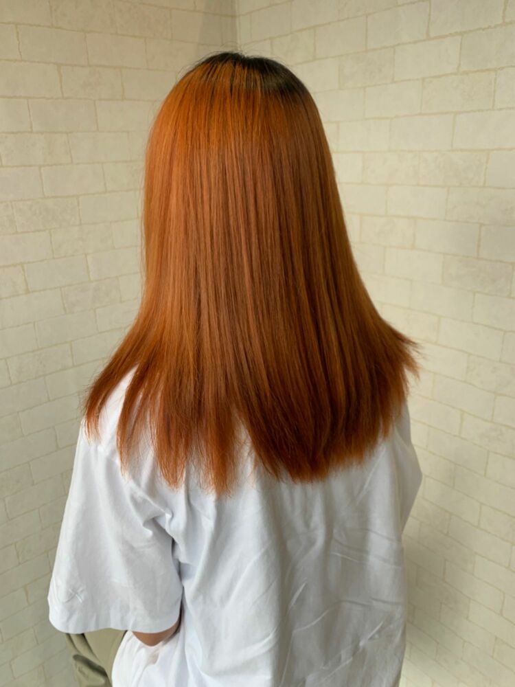 韓国風オレンジヘア