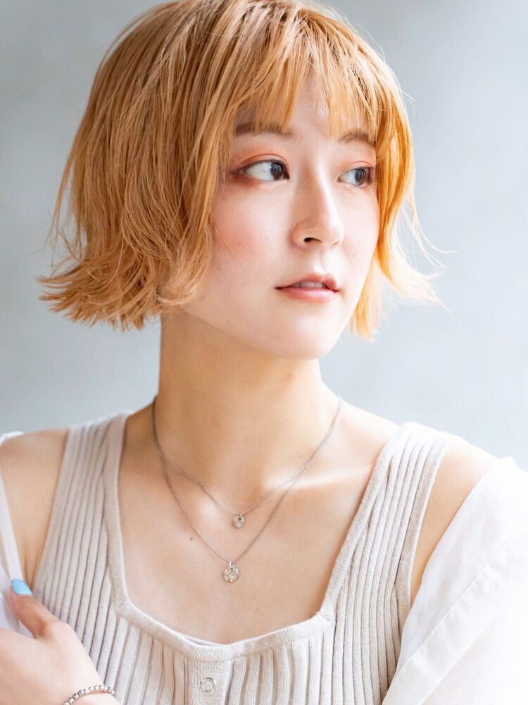 オレンジベージュ×くせ毛風外ハネボブ｜Taylor（テイラー）Taylor 大宮 cazuの髪型・ヘアスタイル・ヘアカタログ情報｜Yahoo