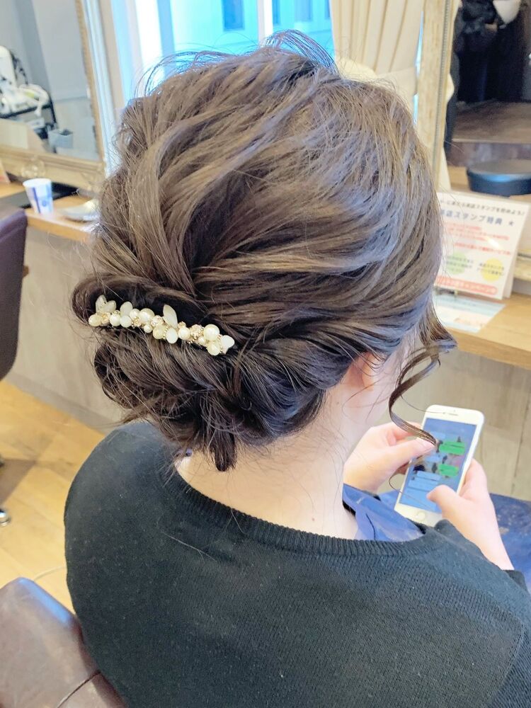 お呼ばれ 結婚式 ヘアセット まとめ髪 アップスタイル ｗ ワット 新宿 ワットシンジュク Satomiのヘアスタイル情報 Yahoo Beauty