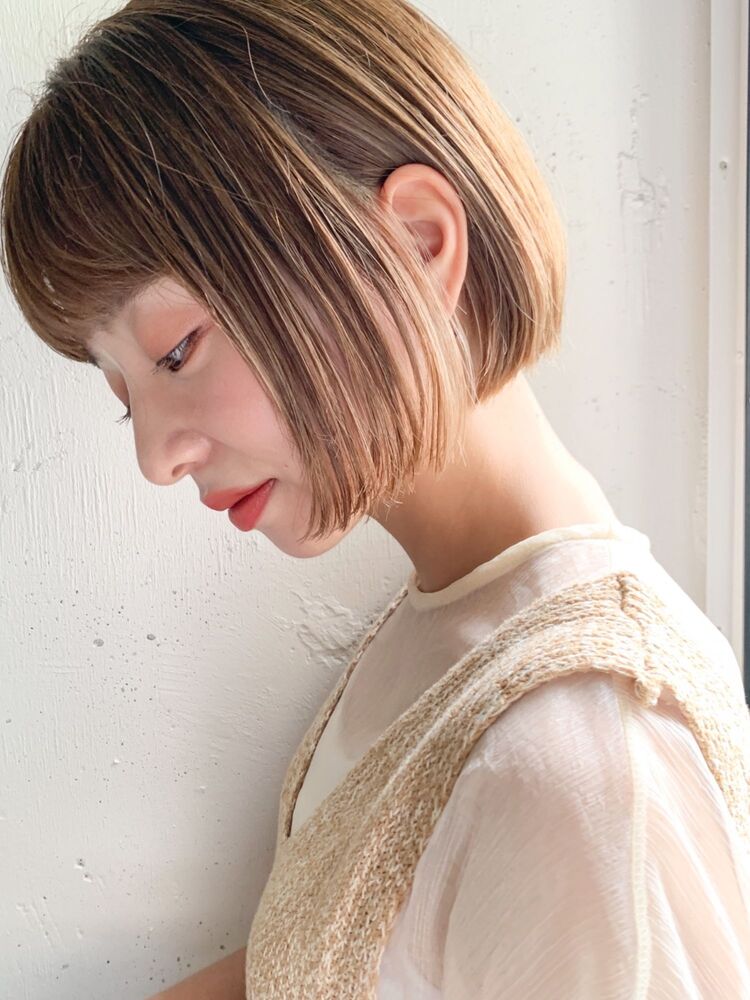 ミニボブ ボブ 切りっぱなしボブ ベージュカラー Kyli 表参道 キリ オモテサンドウ Kyli 塚本夏帆の髪型 ヘアスタイル ヘアカタログ情報 Yahoo Beauty ヤフービューティー