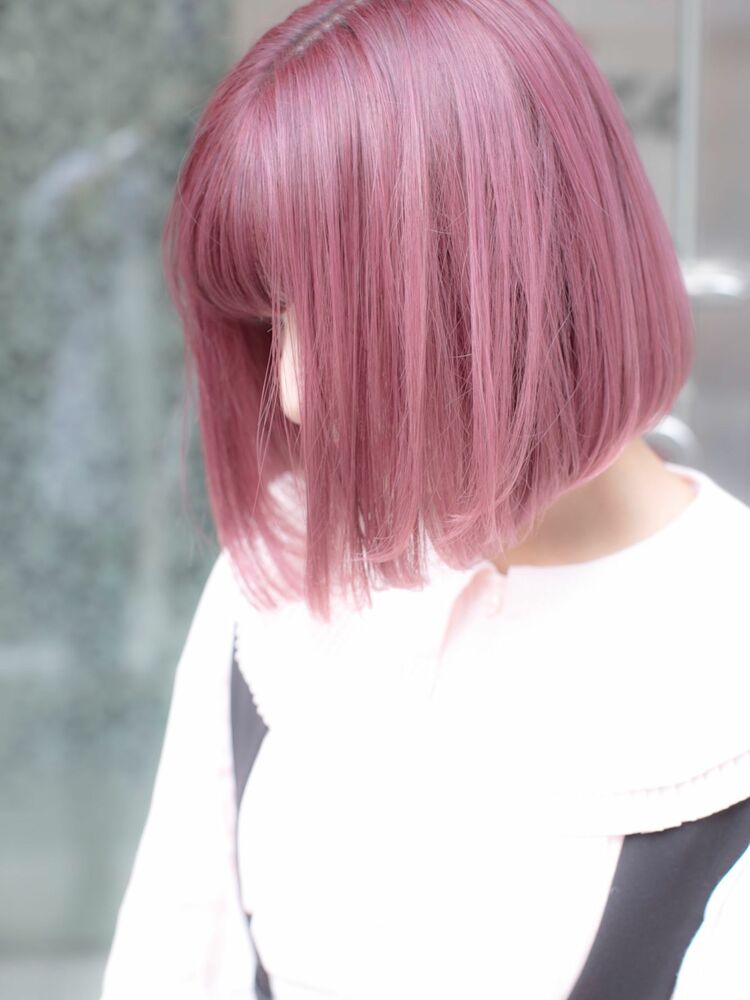 ダブルカラーでピンク 暗く染めてなければ1回のブリーチで入ります Prize 錦糸町店 プライズキンシチョウテン 錦糸町でハイトーンカラーのヘアスタイル情報 Yahoo Beauty