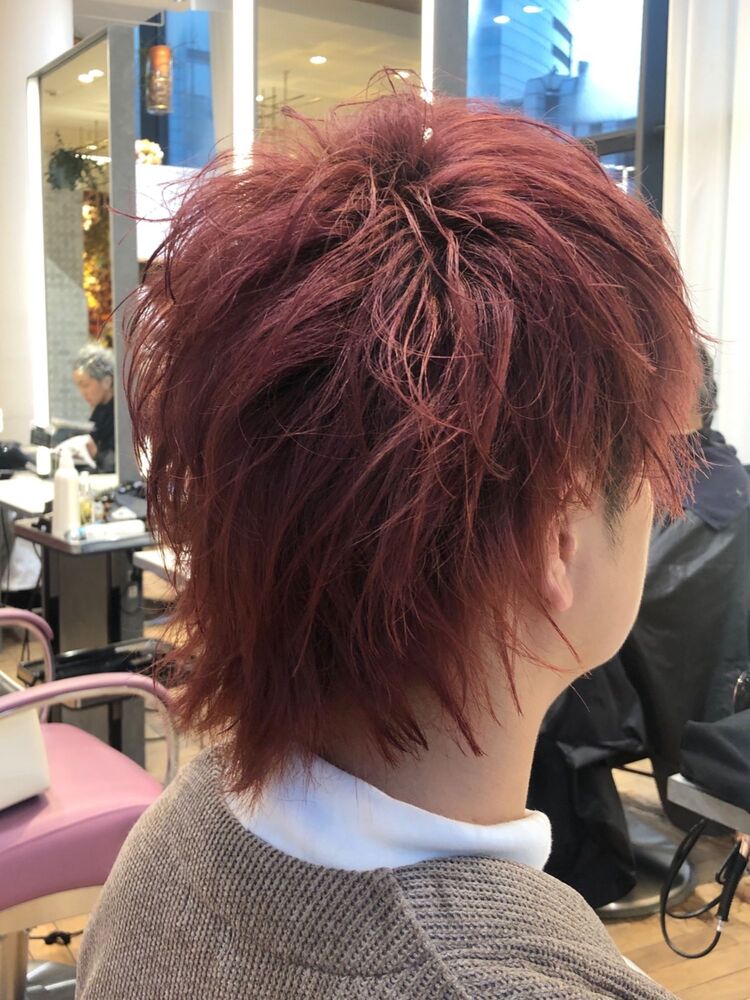 銀座メンズカット ダブルカラー レッド 束感ウルフ Minx 銀座二丁目店 ミンクス ギンザニチョウメ Minx銀座2丁目 橋口 建太のヘアスタイル情報 Yahoo Beauty