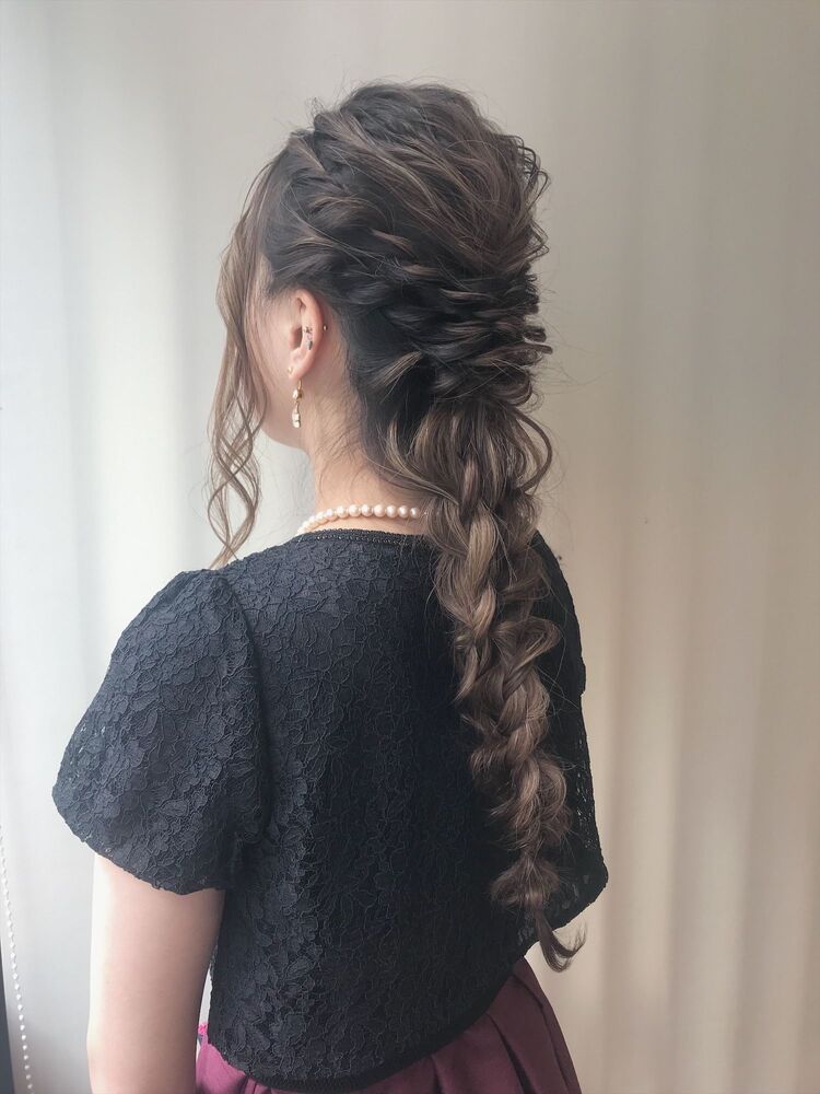 ゆるふわ 編み下ろし 編み込み 結婚式 ヘアセット Act Harajuku アクト ハラジュク 山田 道行のヘアスタイル情報 Yahoo Beauty