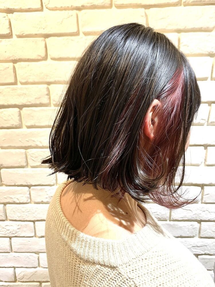 インナーカラーボブ ワインレッド Grandage北千住のヘアスタイル情報 Yahoo Beauty