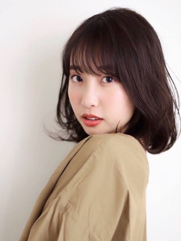 大人かわいい 肩に当たってハネでも可愛いミディアムボブ Cote コート 深田理紗のヘアスタイル情報 Yahoo Beauty