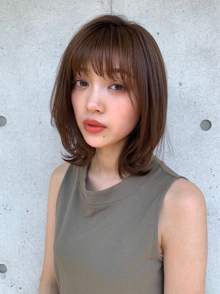 ひし形シルエット外ハネミディアム Agnos 青山 アグノス アオヤマ 杉山 美羽のヘアスタイル情報 Yahoo Beauty