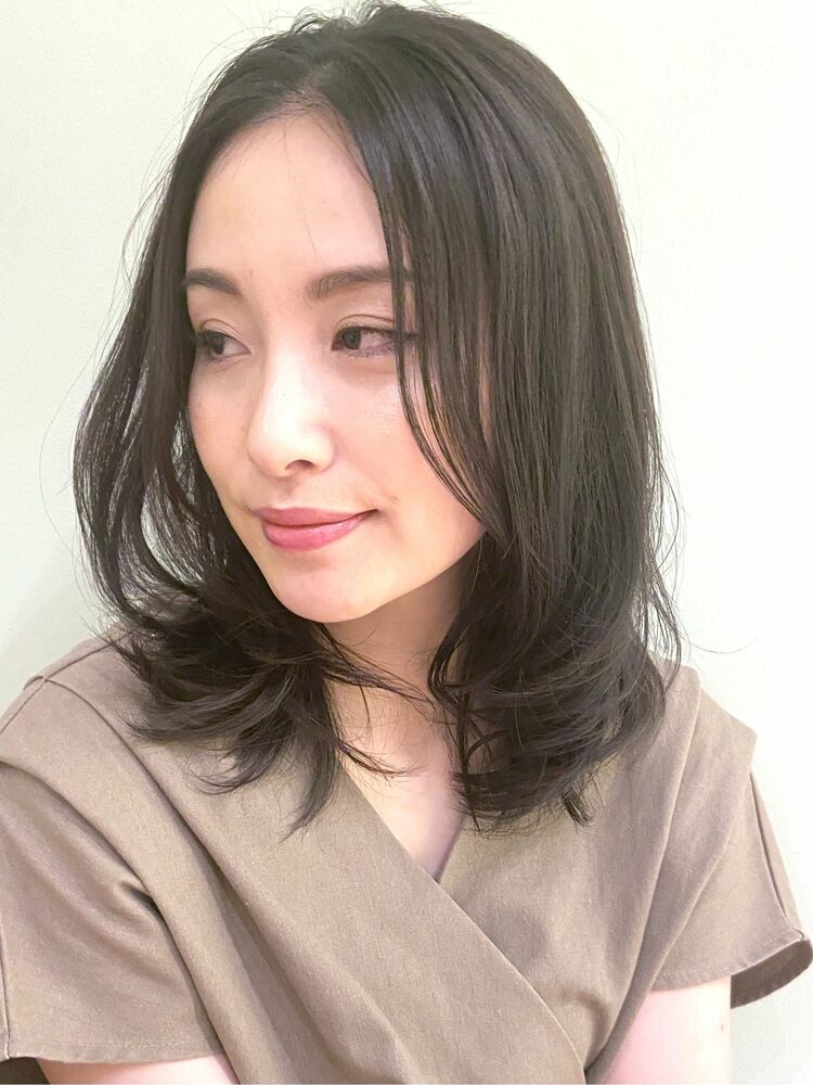 前髪長め ︎小顔大人ミディアム｜ 野川涼太のヘアスタイル情報｜Yahoo! BEAUTY