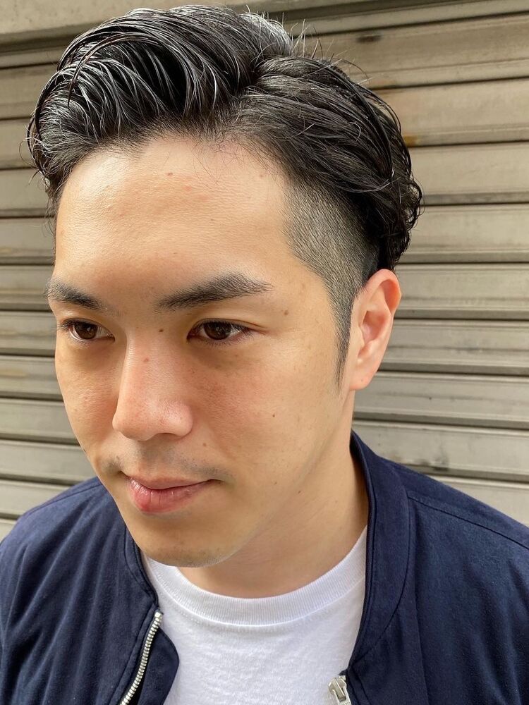 ツーブロック七三風 アップバング 神田 理容室 メンズ Hiro Ginza Barber Shop 大宮店 ヒロギンザ バーバーショップオオミヤテン 稲垣 心のヘアスタイル情報 Yahoo Beauty