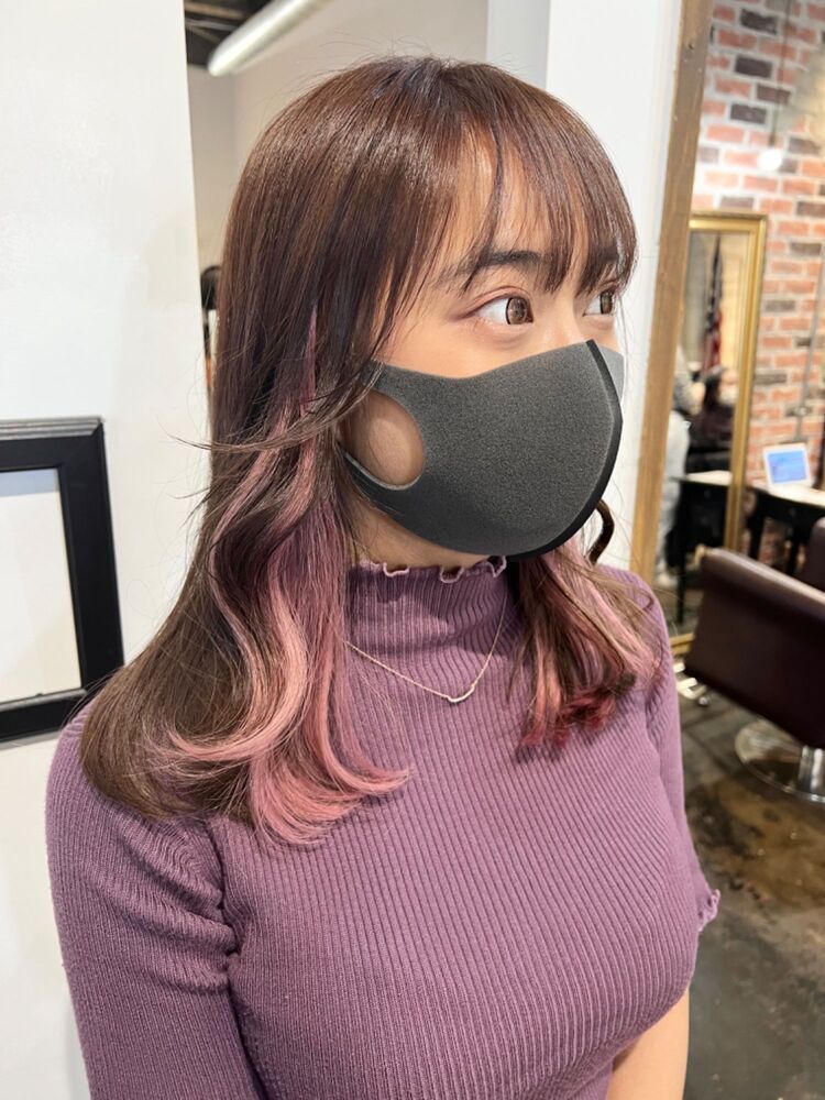 ペールピンクインナーカラー ピンクブラウン エクステインナーカラー Tlony トロニー Miakiの髪型 ヘアスタイル ヘアカタログ情報 Yahoo Beauty ヤフービューティー