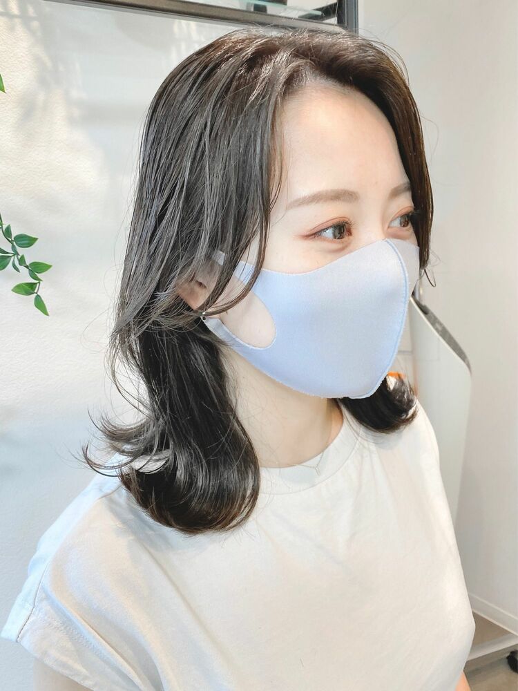 韓国好き女子におすすめ 可愛い長め前髪 ひし形ミディアム Amoute アムティ Hiro Amouteのヘアスタイル情報 Yahoo Beauty