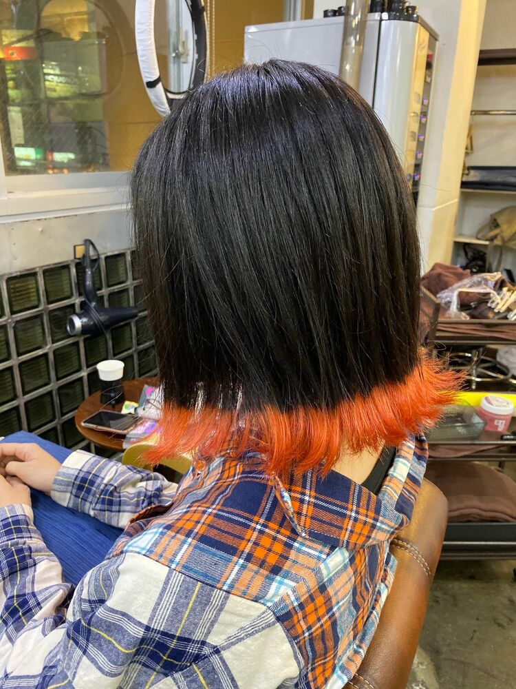 蛍光オレンジ裾カラー