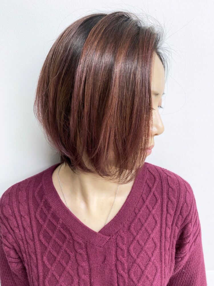 ショートボブ バレイヤージュ モーヴピンク のbalayage Amble Luxe By Alive アンブル リュクス バイ アライブ Alive表参道 東城johnのヘアスタイル情報 Yahoo Beauty