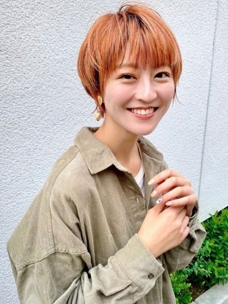 年秋冬大人かわいい耳かけショート前髪あり秋カラーオレンジ代30代ヘアスタイル Chainon シェノン シェノン Chainon 若田部 薫のヘアスタイル情報 Yahoo Beauty