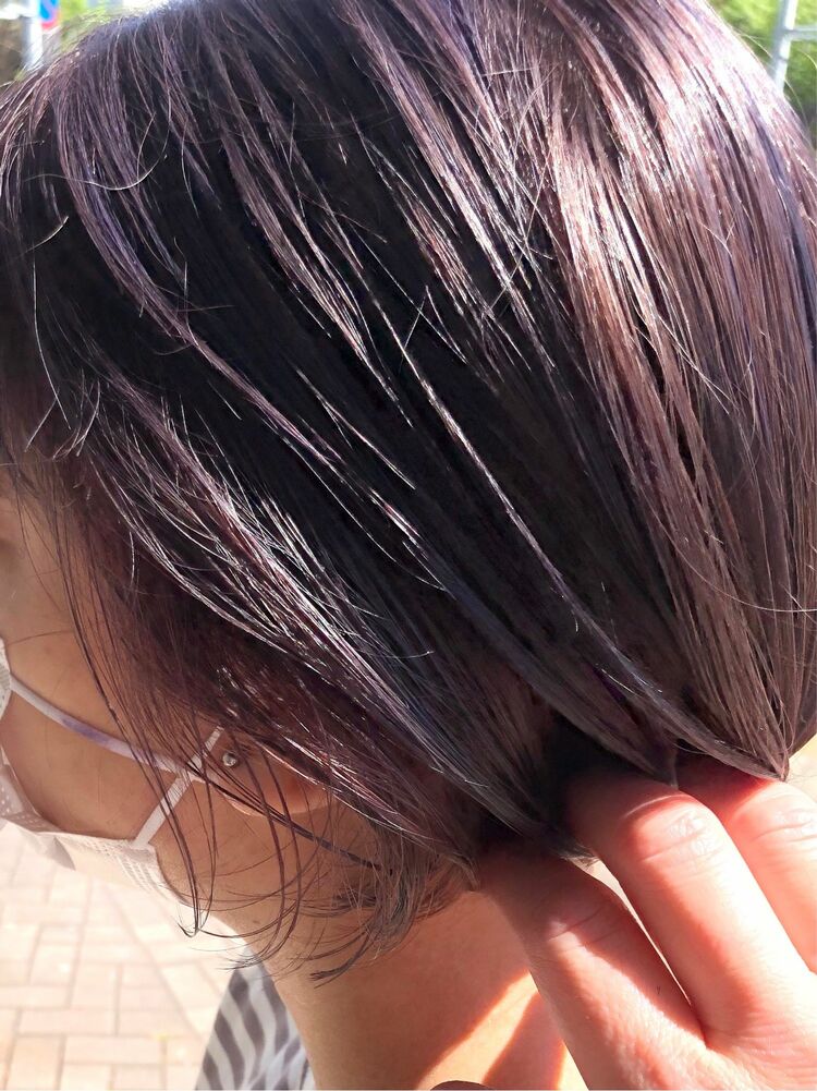 ぱつっとボブ ラベンダーグレージュハイライト 福岡県 大野城市 見原一輝のヘアスタイル情報 Yahoo Beauty
